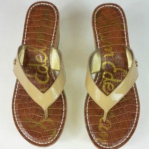 EUC Sam Edelman Nude/Tan Platform Thong Wedge Sz 8